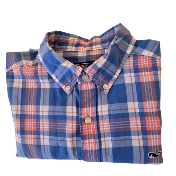 Vineyard Vines Mens Plaid Cotton Button Down Whale Shirt Multicolor Large - Picture 7 of 7